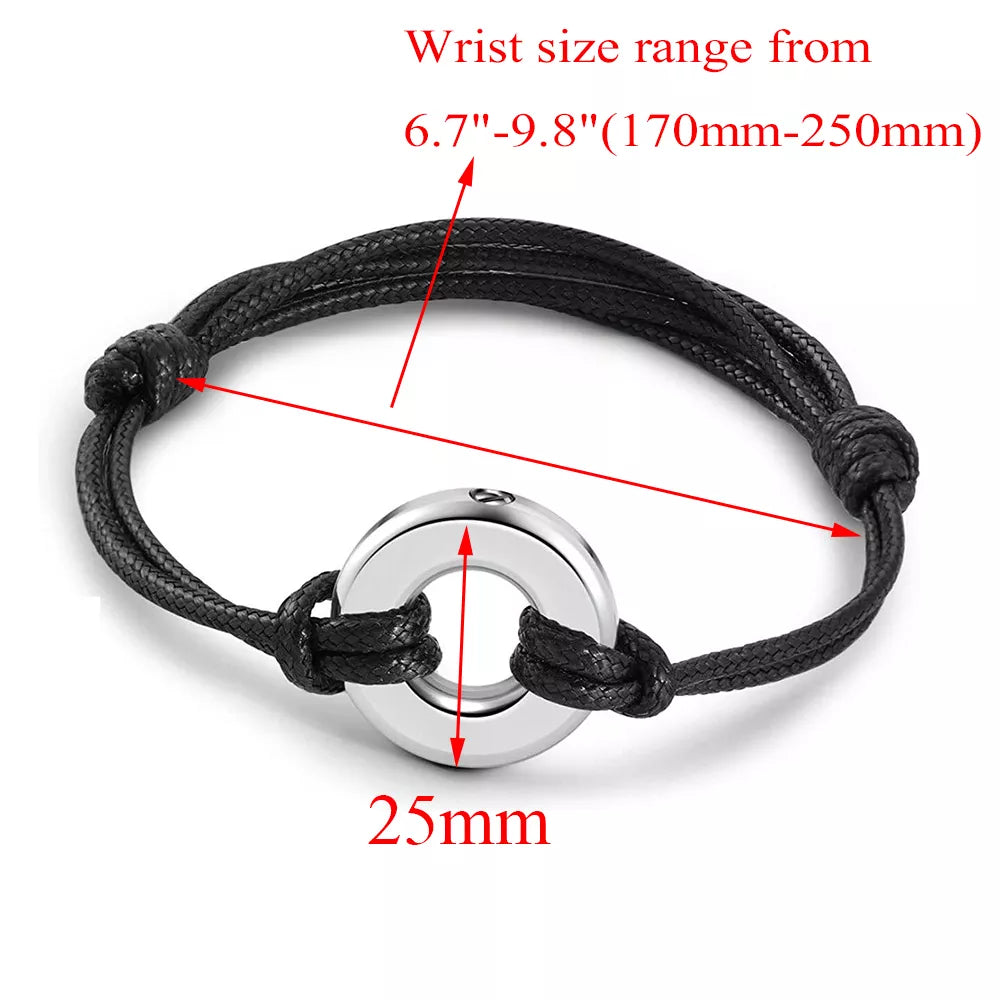 Circle of Life Cremation Urn Bracelet for Ashes Memorial Unisex Adjustable