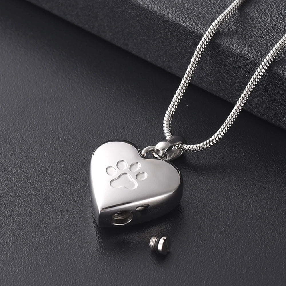 On My Heart Dog/ Cat Paw Stainless Steel Jewelry Pendant For Ashes