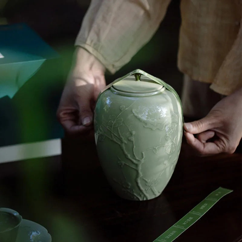 Sage Ceramic Ashes for Human Cremation, and Pet Urn