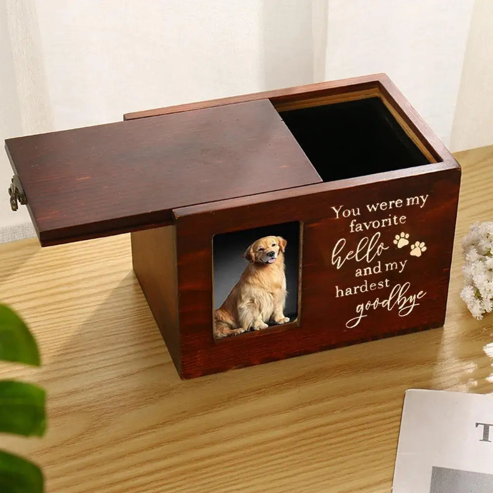 Photo Insert Pet Urn Wooden Pet Dog Storage Box Memorial