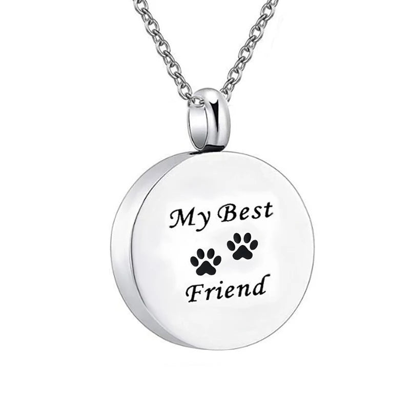 Pet Paw Stainless Steel Cremation Urn Necklaces for Ashes