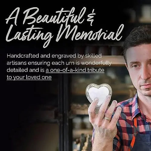 White Urn for Human Ashes Keepsake - Small Heart Shaped Urn with Stand - Token Urn Keepsake