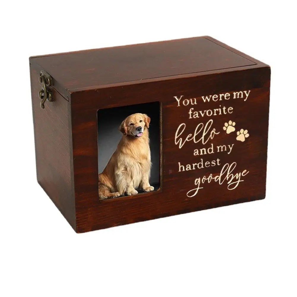 Photo Insert Pet Urn Wooden Pet Dog Storage Box Memorial