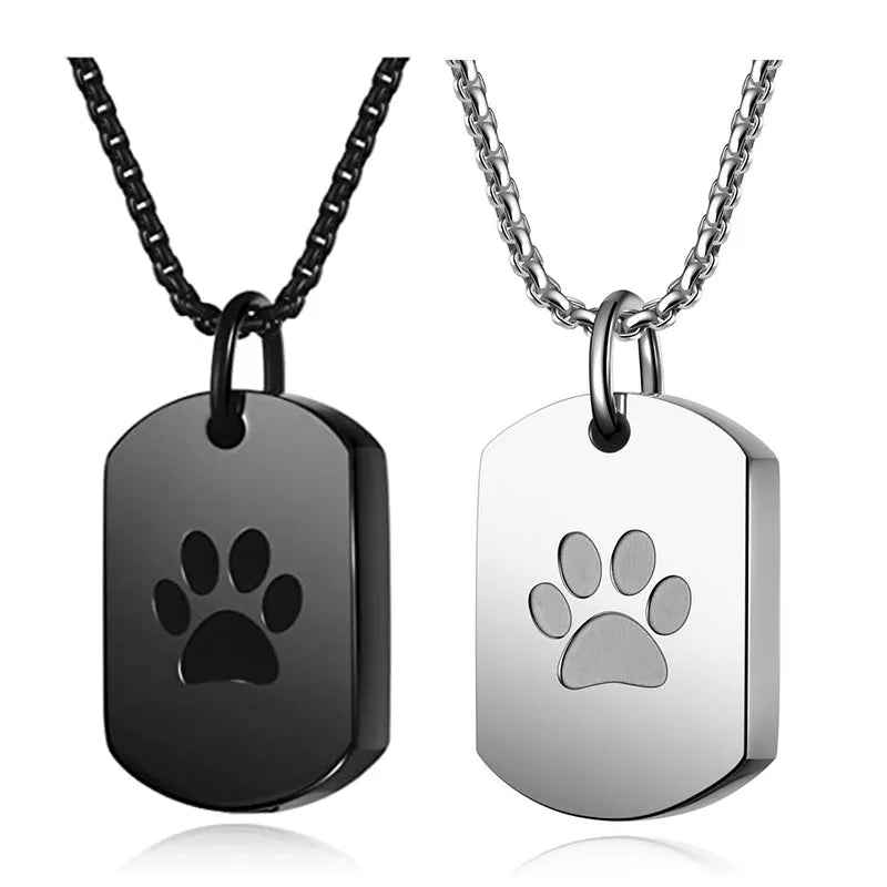 Cremation Jewelry Paw Print Urn Necklace for Ashes for Memorial Cat Dog
