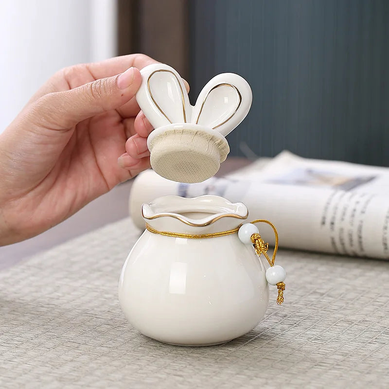 Rabbit Pet Ashes Urn Ceramic