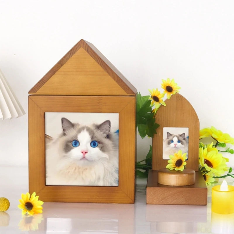 Pet Memory Urn for Ashes Cat or Dog Memorial Box Keepsakes Cremation Urns with Photo Frame Pet Loss Gifts