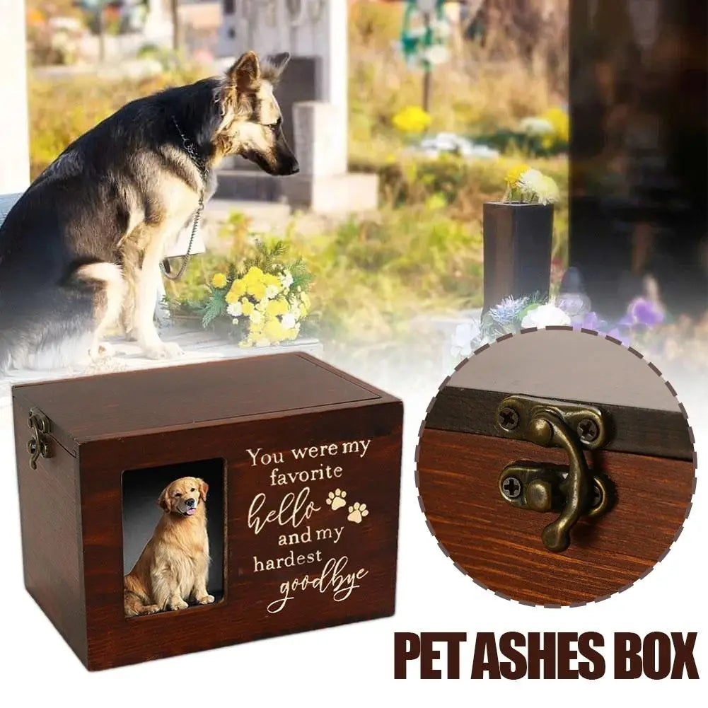Photo Insert Pet Urn Wooden Pet Dog Storage Box Memorial