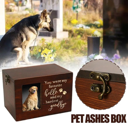 Photo Insert Pet Urn Wooden Pet Dog Storage Box Memorial