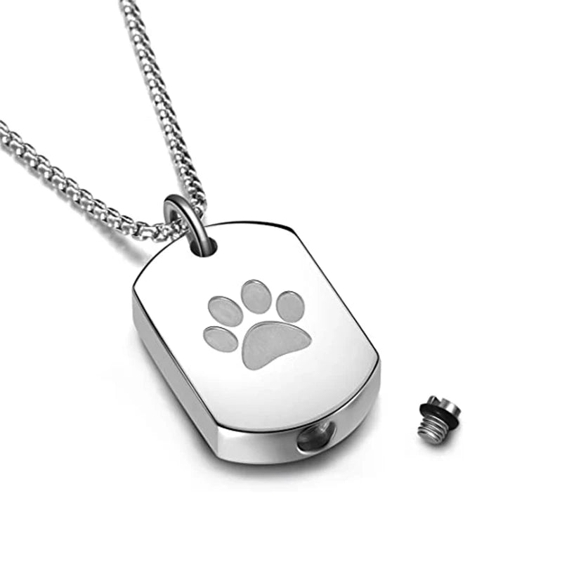 Cremation Jewelry Paw Print Urn Necklace for Ashes for Memorial Cat Dog