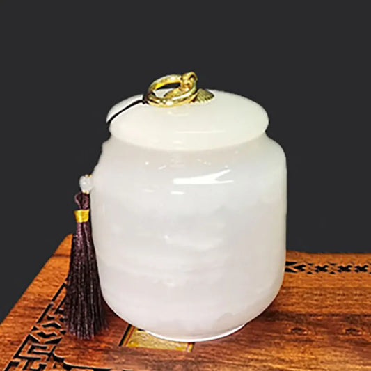 Natural Stone Jade Human/ Pet Ash Urns Customized Funeral Cremation Memorial