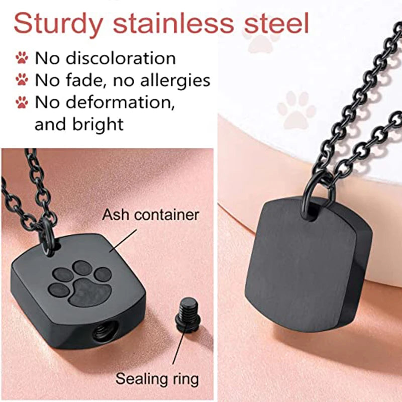 Cremation Jewelry Paw Print Urn Necklace for Ashes for Memorial Cat Dog