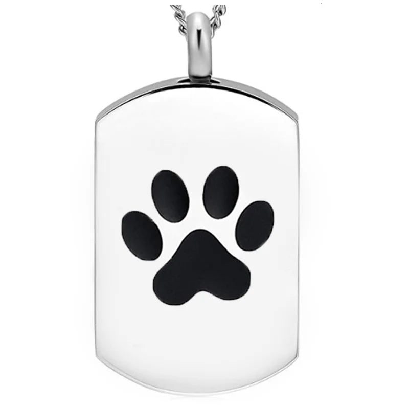 Pet Paw Stainless Steel Cremation Urn Necklaces for Ashes