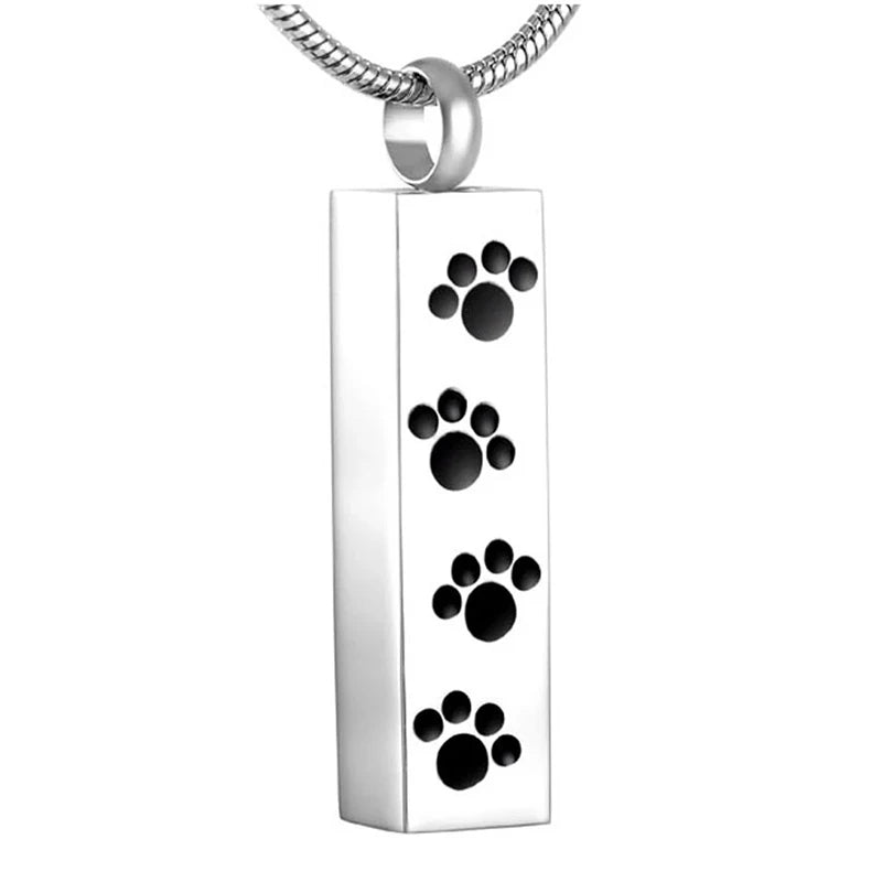 Pet Paw Stainless Steel Cremation Urn Necklaces for Ashes
