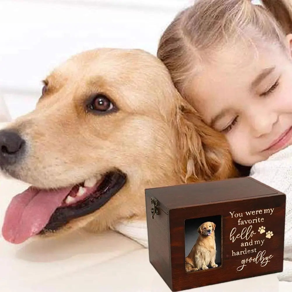 Photo Insert Pet Urn Wooden Pet Dog Storage Box Memorial