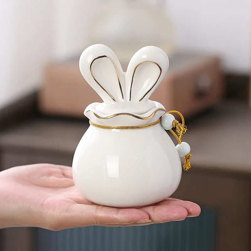 Rabbit Pet Ashes Urn Ceramic