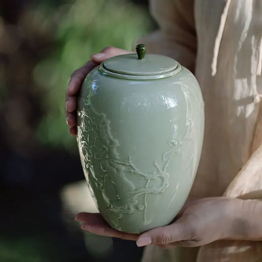 Sage Ceramic Ashes for Human Cremation,  and Pet Urn